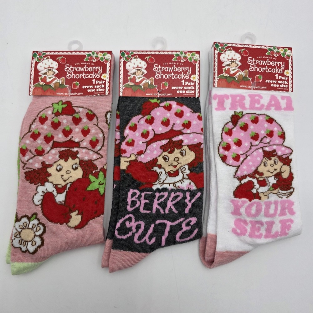 Lot of 3 Strawberry Shortcake Socks One Size Multicolor NWT